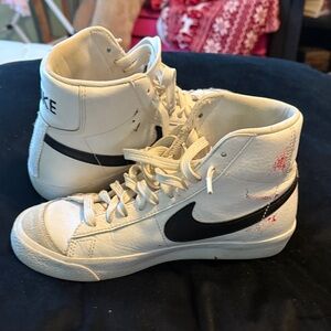 Nike Kids White and Black High-Top Sneakers